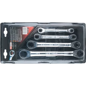KS TOOLS GEARplus TX-E dvigubas reketinis žiedinis veržliaraktis, 4 dalių rinkinys (503.4364)