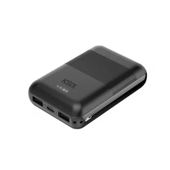 KSIX Powerbank Mini 10000mAh 10W su kabeliu USB-A USB-C juoda