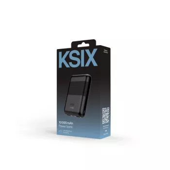 KSIX Powerbank Mini 10000mAh 10W su kabeliu USB-A USB-C juoda