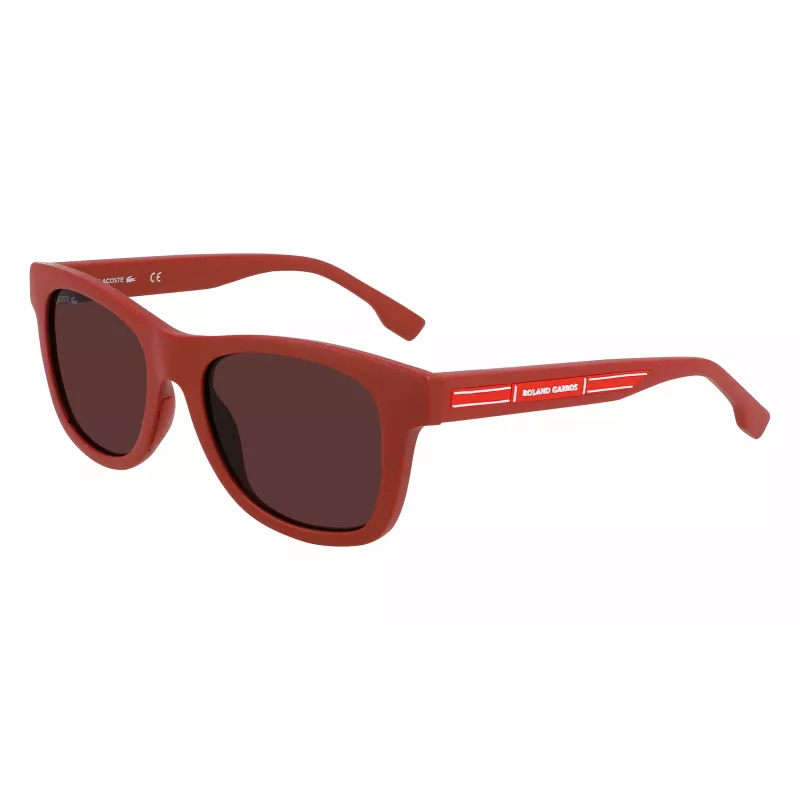 Lacoste vaikiški akiniai nuo saulės L3643SRG-604 raudonas rėmelis pilki lęšiai 48 mm
