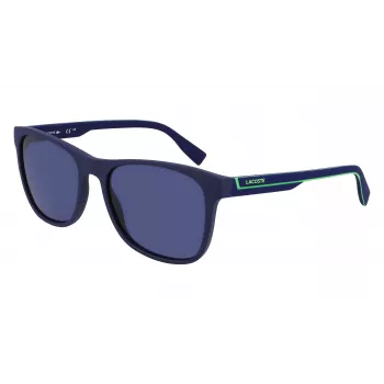 Lacoste L6031S-424 Vyriški stačiakampiai akiniai nuo saulės – mėlynas rėmelis, pilki lęšiai, UV400
