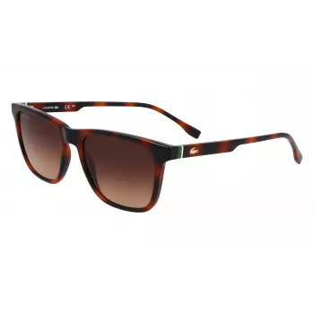 Lacoste L6041S-214 Vyriški stačiakampiai akiniai nuo saulės Havana acetato rėmeliu rudi polikarbonato lęšiai 54mm