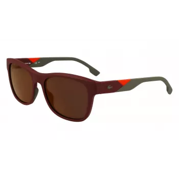 LACOSTE L6043S-601 Vyriški stačiakampiai akiniai nuo saulės – juodas rėmelis, pilki lęšiai 56/18/145 mm