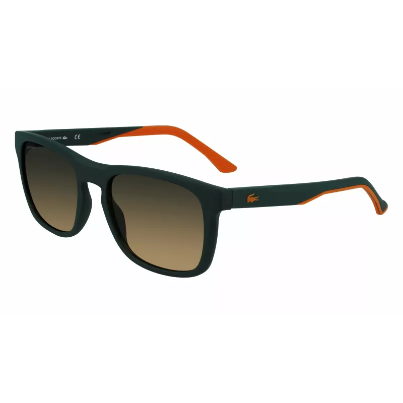 Lacoste L956S-301 Vyriški stačiakampiai akiniai nuo saulės, žalias acetatinis rėmelis, UV400