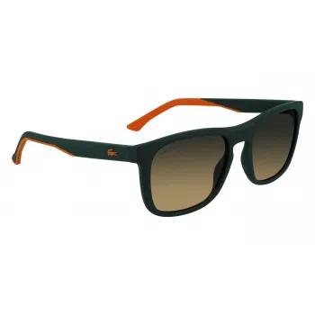 Lacoste L956S-301 Vyriški stačiakampiai akiniai nuo saulės, žalias acetatinis rėmelis, UV400