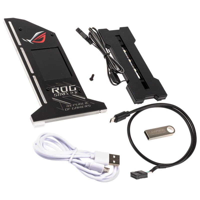 Lamptron Vertical GPU Holder with Display - Juodas