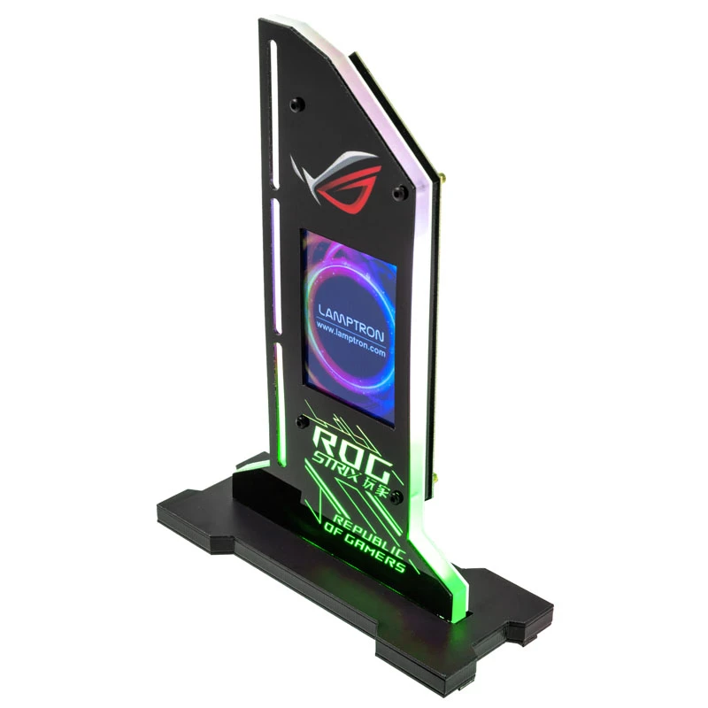 Lamptron Vertical GPU Holder with Display - Juodas