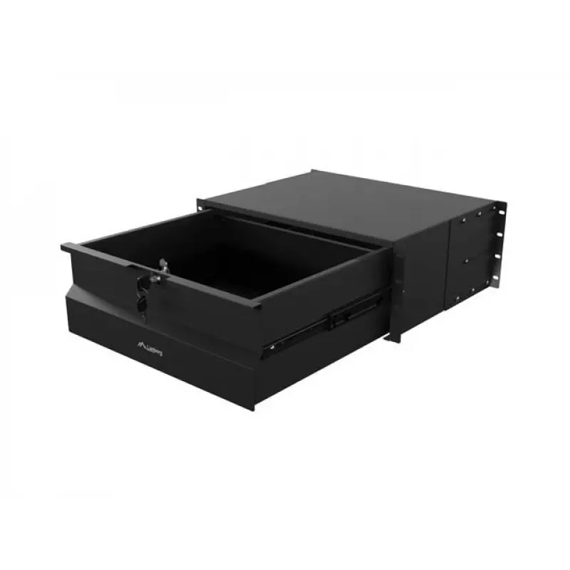 LANBERG 4U 19 colių fiksuota lentyna 360mm Juoda 90kg keliamoji galia