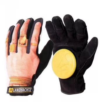 Landyachtz Slide Gloves M - Downhill Longboarding Pirštinės su UHMW-PE Slidžių Pagalvėlėmis, Juodos