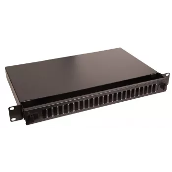 Lanview LVO231552 19 inch 1U 24 prievadų šviesolaidžio skydelis SC Duplex/LC Quad, montuojamas į stelažą, juodas