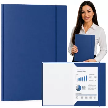 LEAN kartoninis aplankas su elastine juostele, lakuotas, A4, 300 g/m², mėlynas