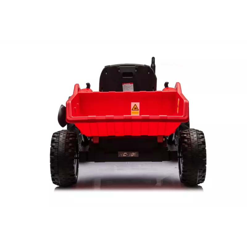 LEAN CARS 24V baterijomis varomas traktorius HC-306 raudonas su priekaba | Kur.lt