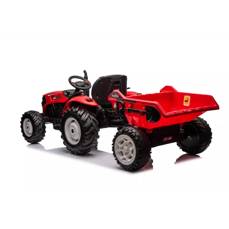 LEAN CARS 24V baterijomis varomas traktorius HC-306 raudonas su priekaba | Kur.lt