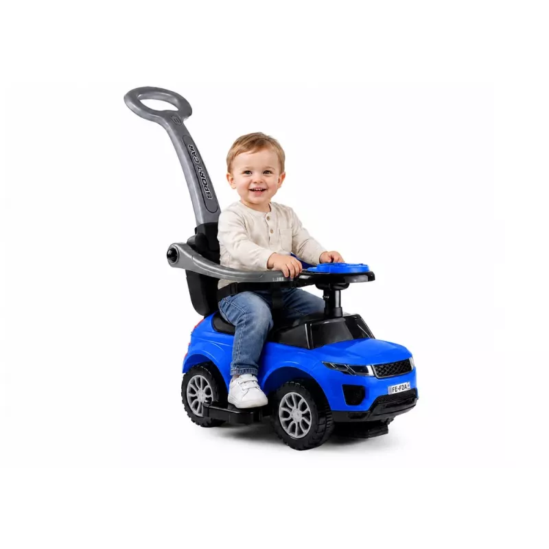 LEAN CARS 614W Vaikiškas 3-in-1 Stumiamas Automobiliukas su Tėvų Rankena - Mėlynas