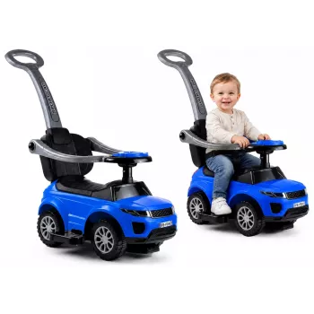 LEAN CARS 614W Vaikiškas 3-in-1 Stumiamas Automobiliukas su Tėvų Rankena - Mėlynas