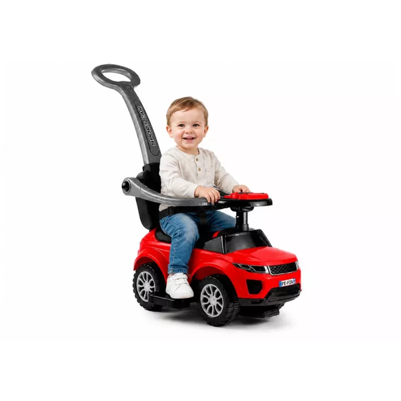 LEAN CARS 614W Vaikiškas stumiamas automobilis su tėvų rankena - Raudonas