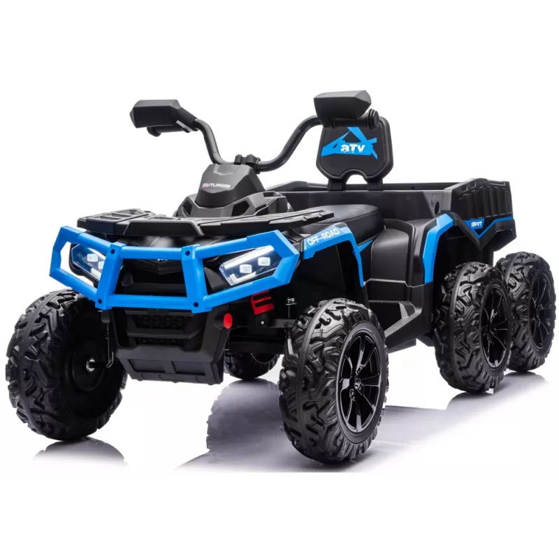 LEAN CARS Baterijomis varomas keturratis ATV su 6 ratais ir priekaba JC606 24V 4x4 mėlynas