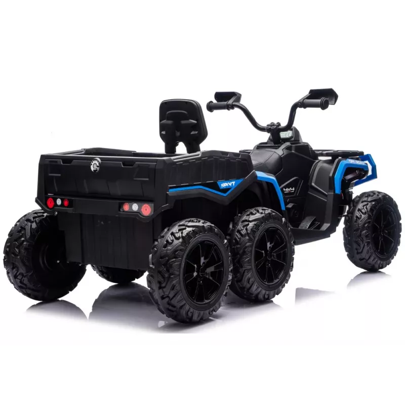 LEAN CARS Baterijomis varomas keturratis ATV su 6 ratais ir priekaba JC606 24V 4x4 mėlynas
