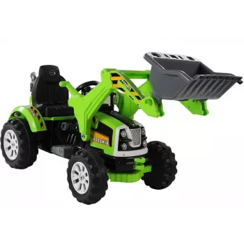 LEAN CARS Battery Operated Tractor with Backcase, Excavator, Green 3404