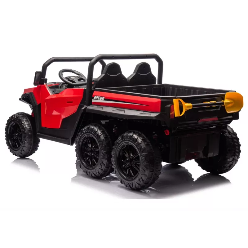 LEAN CARS baterijomis varoma transporto priemonė 6 ratai XB-1038A 4x4 24V raudona