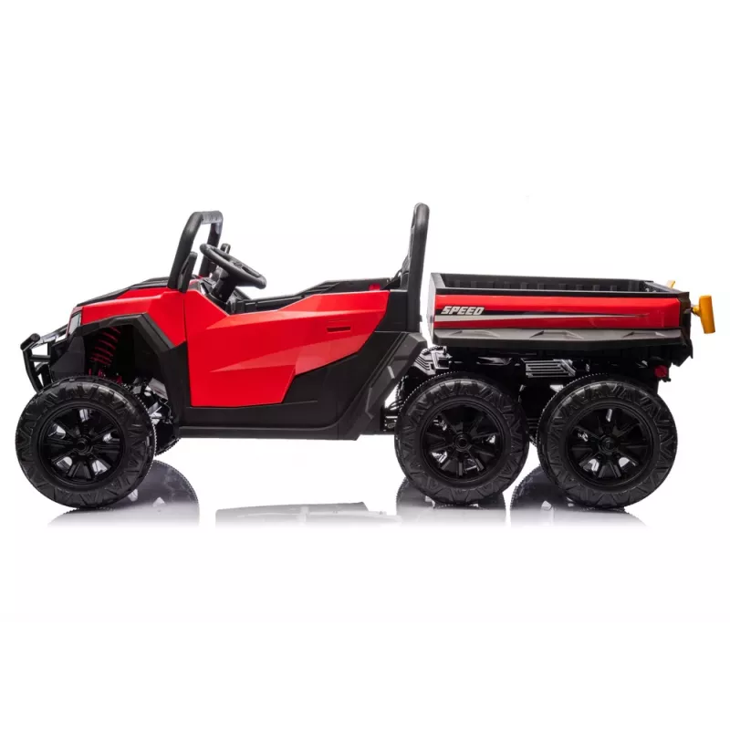 LEAN CARS baterijomis varoma transporto priemonė 6 ratai XB-1038A 4x4 24V raudona