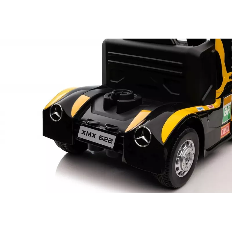 LEAN CARS baterijomis varomas sunkvežimis Mercedes XMX622 geltoni LED žibintai