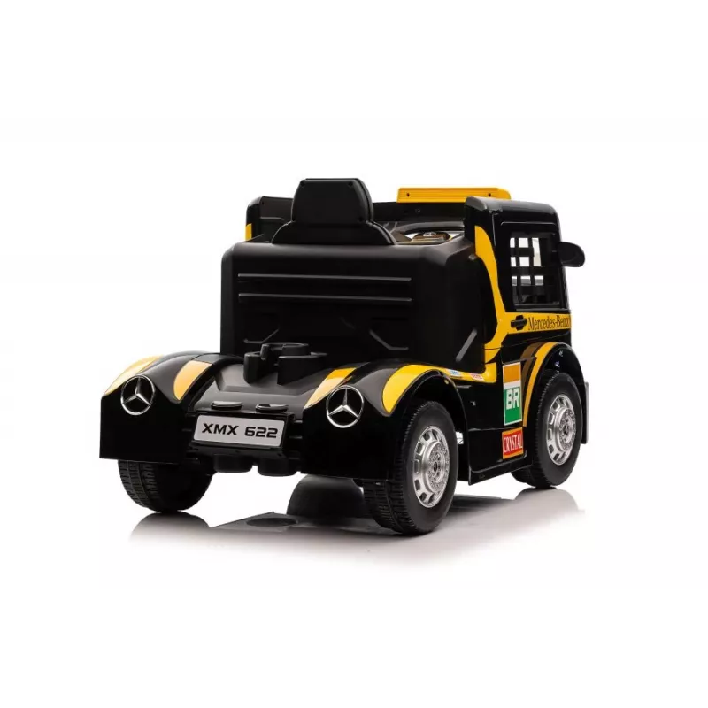 LEAN CARS baterijomis varomas sunkvežimis Mercedes XMX622 geltoni LED žibintai