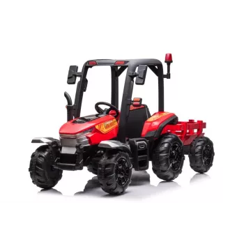 LEAN CARS Battery Tractor BLT-206 raudonas, 12V 7Ah, 2x35W, vaikiškas traktorius su nuotolinio valdymo pulteliu ir priekaba