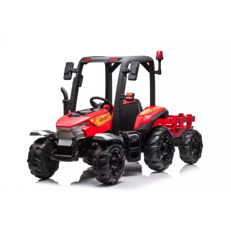 LEAN CARS Battery Tractor BLT-206 raudonas, 12V 7Ah, 2x35W, vaikiškas traktorius su nuotolinio valdymo pulteliu ir priekaba