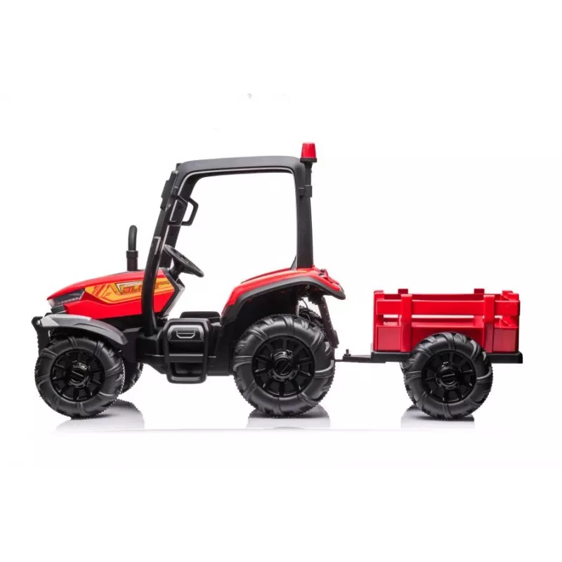 LEAN CARS Battery Tractor BLT-206 raudonas, 12V 7Ah, 2x35W, vaikiškas traktorius su nuotolinio valdymo pulteliu ir priekaba