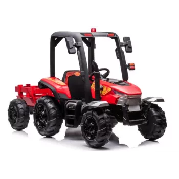 LEAN CARS Battery Tractor BLT-206 raudonas, 12V 7Ah, 2x35W, vaikiškas traktorius su nuotolinio valdymo pulteliu ir priekaba