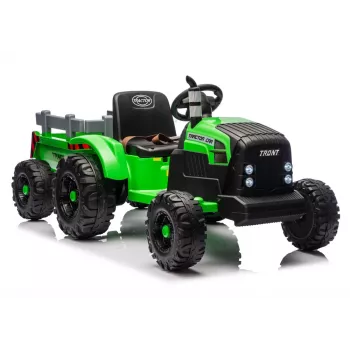 LEAN CARS CH9959B baterijomis varomas traktorius su priekaba, šviesiai žalias, 24V