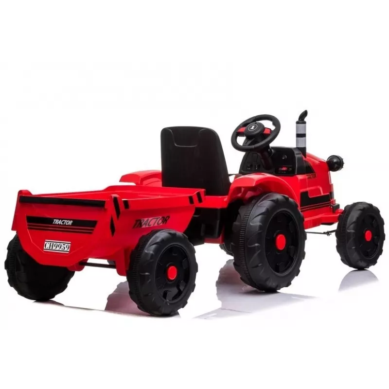 LEAN CARS Electric Ride-On Tractor CH9959 Red su priekaba, LED lemputėmis, nuotolinio valdymo pultu ir radiju
