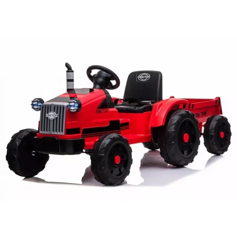 LEAN CARS Electric Ride-On Tractor CH9959 Red su priekaba, LED lemputėmis, nuotolinio valdymo pultu ir radiju