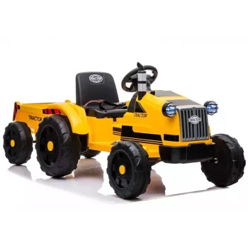LEAN CARS elektrinis traktorius su priekaba CH9959 LED žibintai radijas geltonas