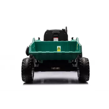 LEAN CARS HC-306 baterijomis varomas traktorius su priekaba, tamsiai žalia, 24V