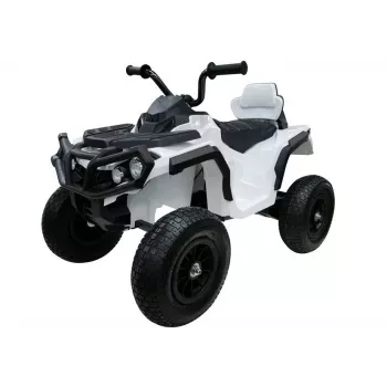 LEAN CARS Quad BDM0906 elektrinis važiuoklis su pripūstais ratais, LED žibintais ir MP3 grotuvu, baltas