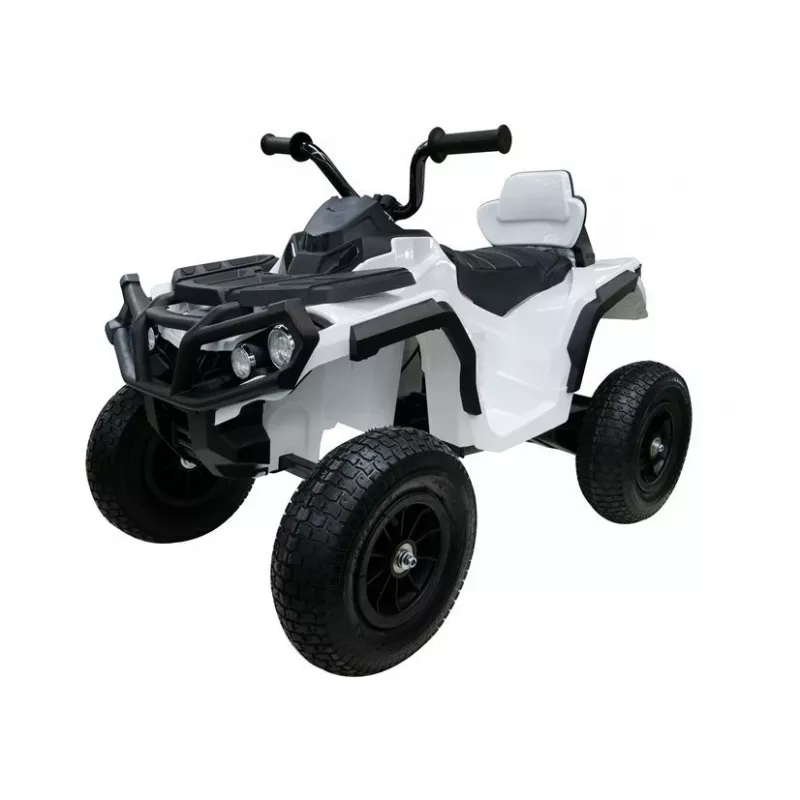 LEAN CARS Quad BDM0906 elektrinis važiuoklis su pripūstais ratais, LED žibintais ir MP3 grotuvu, baltas