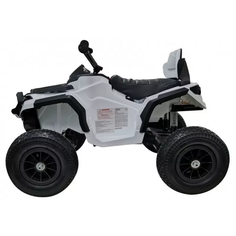 LEAN CARS Quad BDM0906 elektrinis važiuoklis su pripūstais ratais, LED žibintais ir MP3 grotuvu, baltas