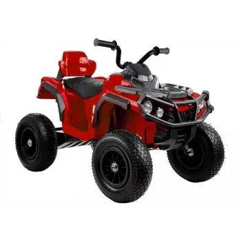 LEAN CARS Quad BDM0906 elektrinis vaikiškas keturratis su pripučiamais ratais, LED žibintais, MP3 - raudonas