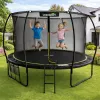 LEAN Garden Trampoline with Inner Net Black and Green 366CM 12FT
