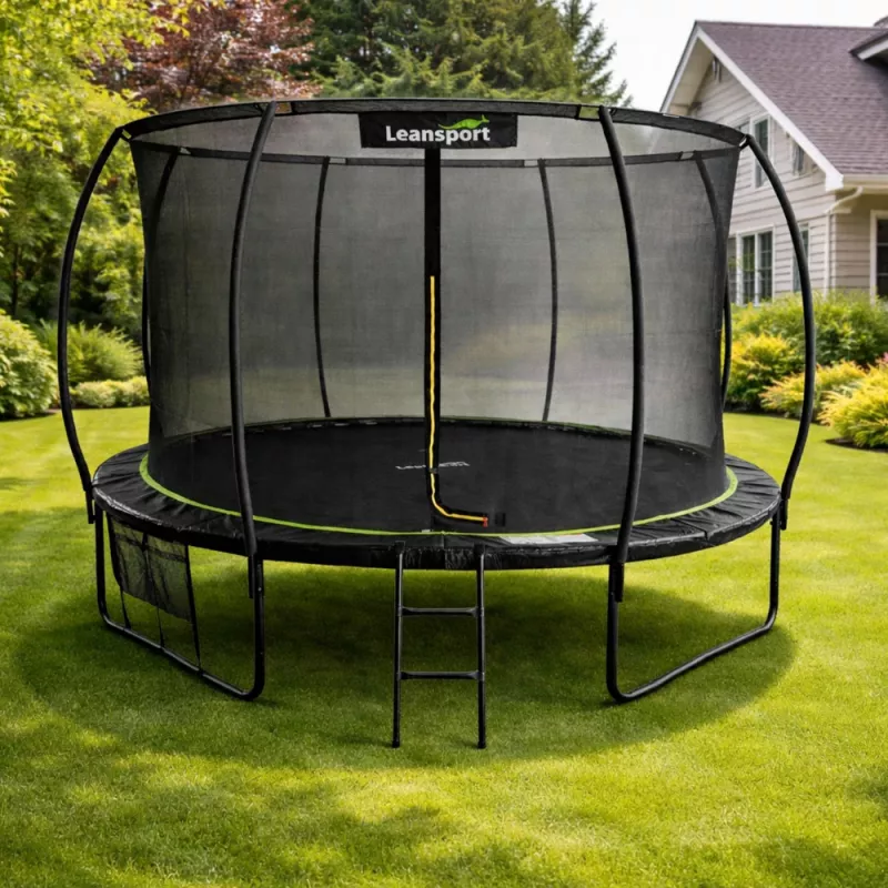 LEAN Garden Trampoline with Inner Net Black and Green 366CM 12FT