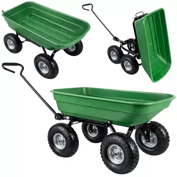 LEAN Sodo transportinis vežimėlis su nuimamu išverčiamu padėklu, žalias, 120 kg