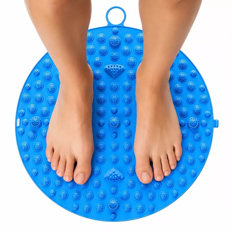 LEAN Round akupresūros pėdų masažo kilimėlis su smaigaliais mėlynas 33 cm