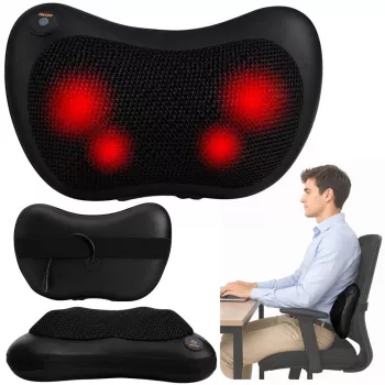 LEAN Shiatsu Massager Back Neck Massage Cushion with Heater Black