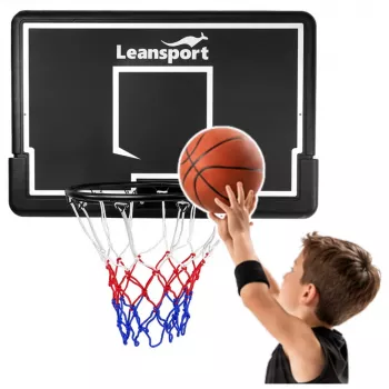 LEAN SPORT 30566 krepšinio lenta su lanku – 90 cm polikarbonato lenta, montuojama prie sienos, juoda/raudona | Kur.lt