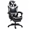 LEAN Swivel Office Gaming Chair with Footrest and Cushions, Black and White