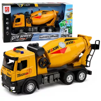 LEAN TOYS 1:12 RC betono maišyklės sunkvežimis - metalinė kabina, šviesos, garsai, 2.4GHz, 30m atstumas
