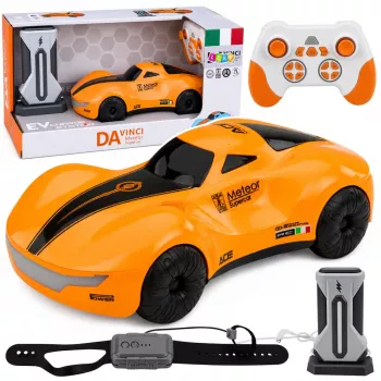 LEAN TOYS 1:16 2,4GHz 4WD RC drifto automobilis su dūmų efektu, LED lemputėmis ir garsu, oranžinis