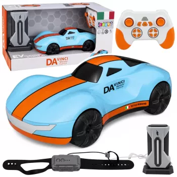 LEAN TOYS 30335 Modernus radijo bangomis valdomas automobilis RC šviesos stotis mėlynas 1:16